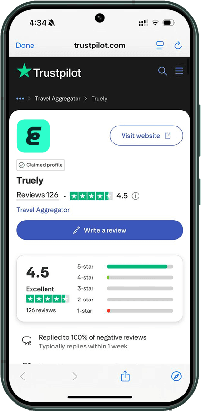 Phone displaying reviews